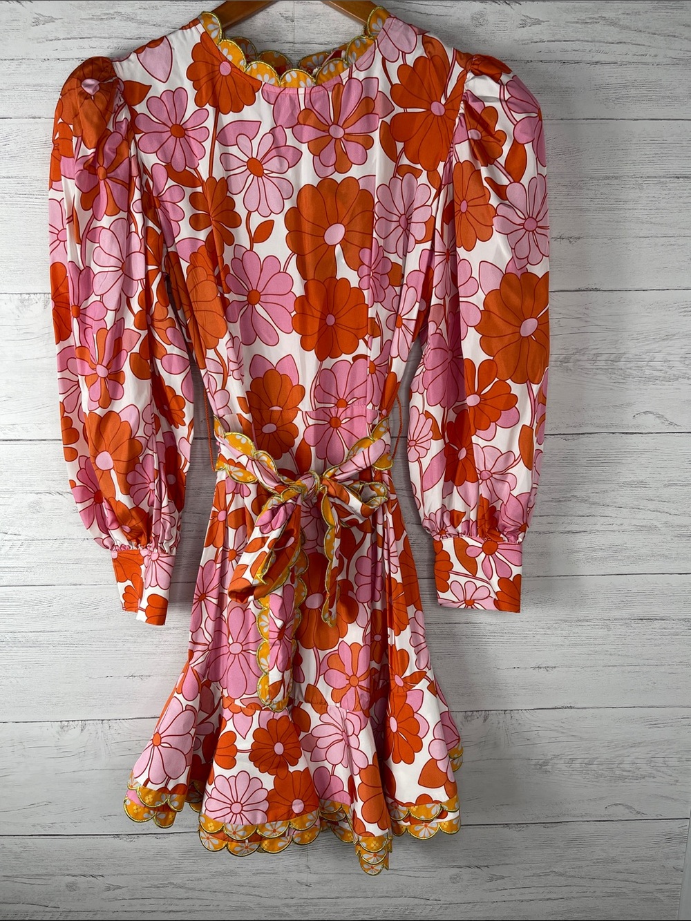 CELIA B ORQUIDED Pink & Orange Floral Tie-Waist Dress